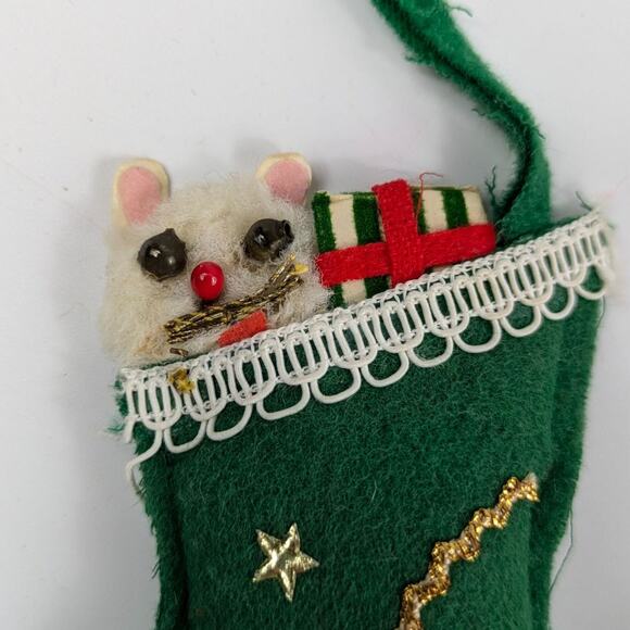 Vintage Felt Kitty Cat Christmas Tree Ornament SSCO Made in Japan Holiday Gift - Picture 3 of 8